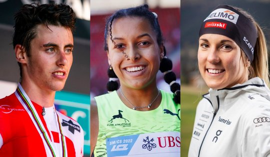 Die Nachwuchs-Spitzensportler Anja Weber, Audrey Werro und Jan Christen treten im Online-Voting gegeneinander an. (Bild SRF)