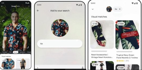 Suchen über Bilder: Ein Kleidungsstück wird fotografiert, dann zeigt mir die App, wo ich ein ähnliches Produkt im Online-Shop finden kann...            (Bildmontage Klein Report))