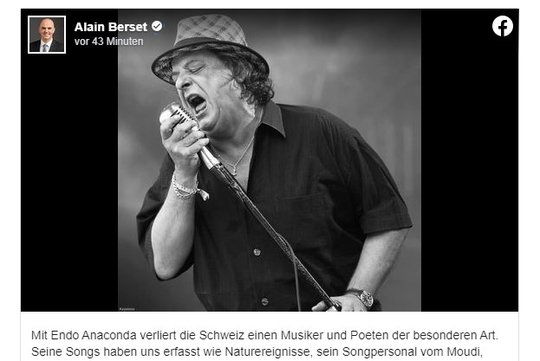 Bundesrat Alain Berset kondoliert auf Facebook...