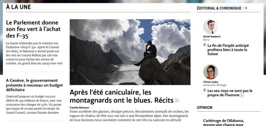 «Le Temps» möchte mit Verkaufs- und Promotionsteam regionale Werbekunden für sich gewinnen... (Bild Screenshot letemps.ch)