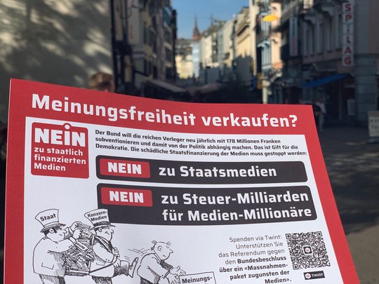 Nebst dem Referendums-Komitee «Nein zu staatlich finanzierten Medien» hat sich eine Parlamentarier-Gruppe gebildet, dem 72 Politikerinnen und Politiker angehören, und nun wehrt sich auch ein überparteiliches Komitee aus Basel...